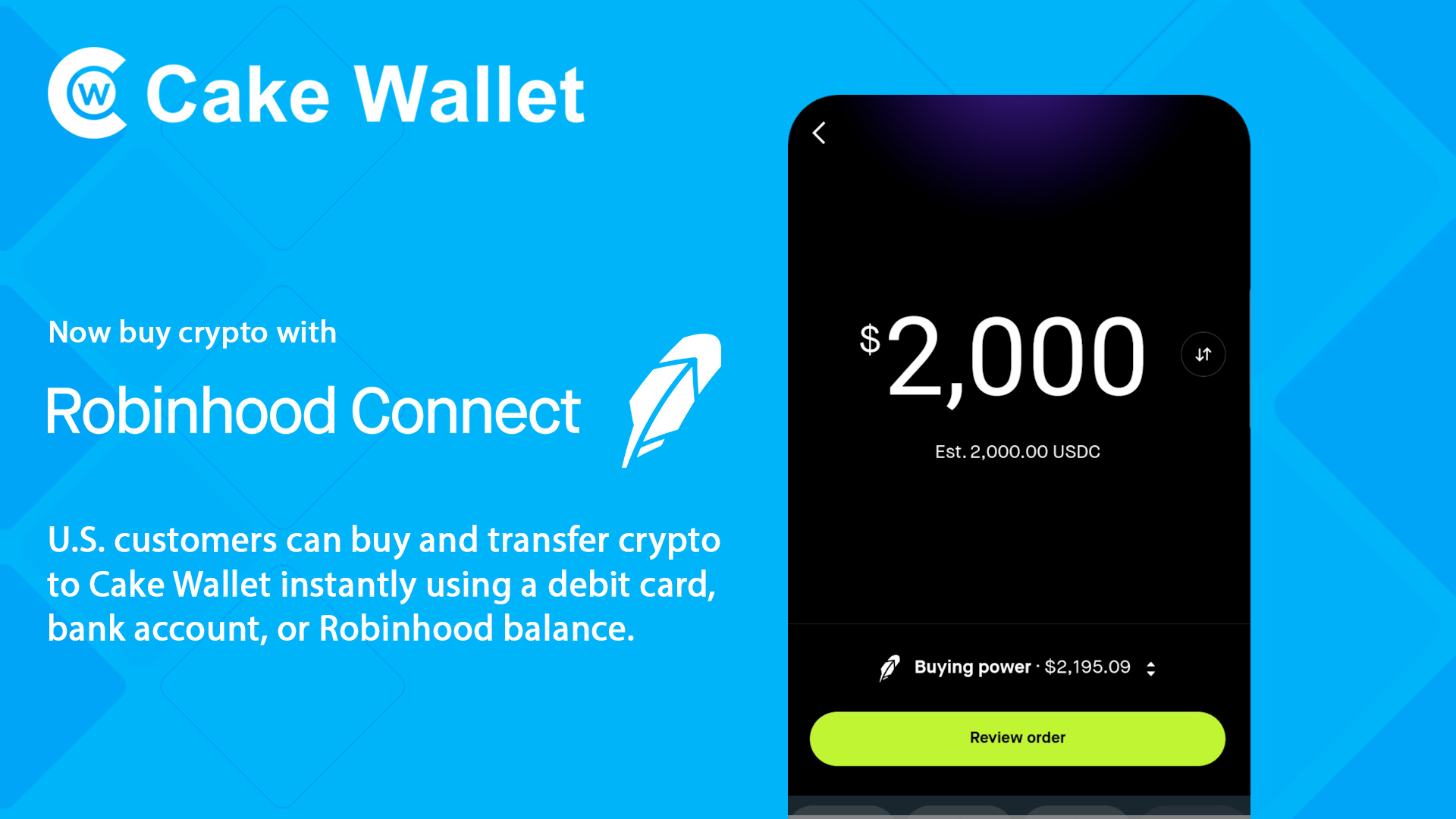 Cake Wallet Adds Robinhood Connect